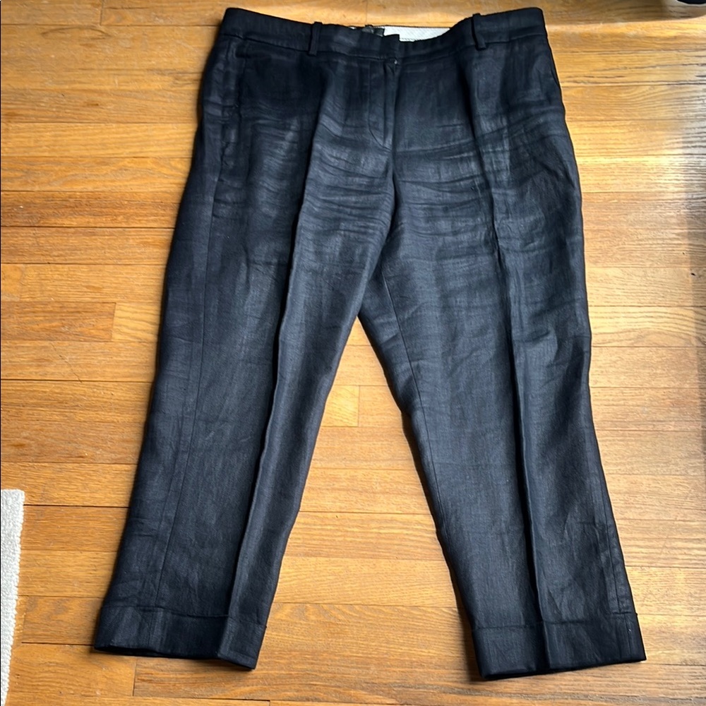 Jcrew linen crop cuffed pants/ trouser size 14/ black